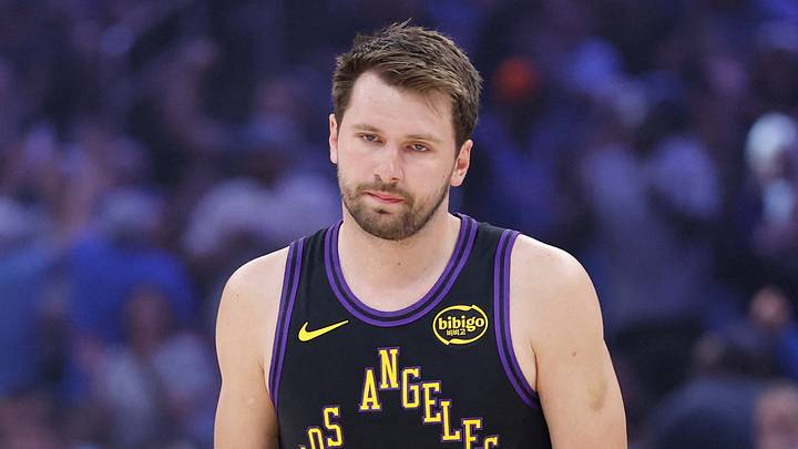 Apr 2, 2026; Oklahoma City, Oklahoma, USA; Los Angeles Lakers guard Luka Doncic (77) walks across the court after a play against the Oklahoma City Thunder during the first quarter at Paycom Center. Mandatory Credit: Alonzo Adams-Imagn Images Apr 2, 2026; Oklahoma City, Oklahoma, USA; Los Angeles Lakers guard Luka Doncic (77) walks across the court after a play against the Oklahoma City Thunder during the first quarter at Paycom Center. Mandatory Credit: Alonzo Adams-Imagn Images