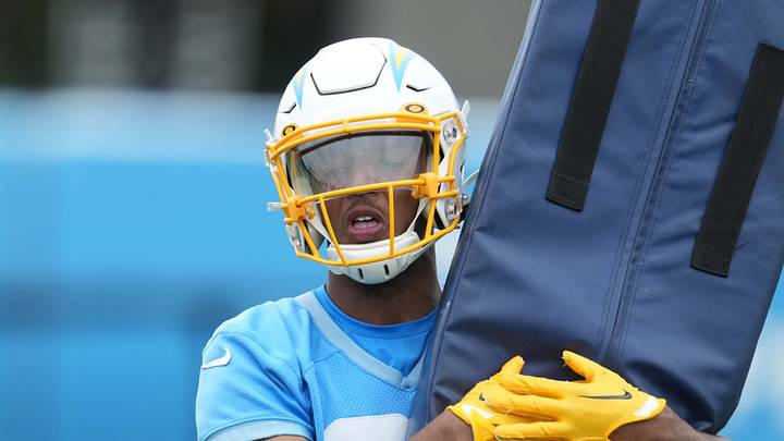 May 23, 2023, Costa Mesa, CA, USA; Los Angeles Chargers safety JT Woods (22) during organized team activities at the Hoag Performance Center. Mandatory Credit: Kirby Lee-USA TODAY Sports