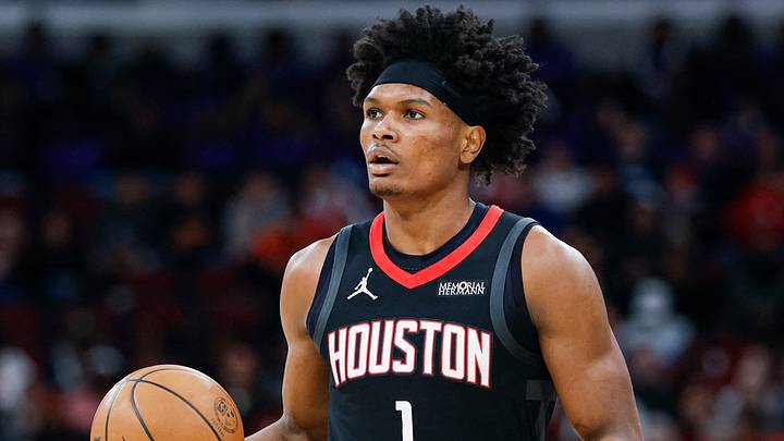 Mar 23, 2026; Chicago, Illinois, USA; Houston Rockets guard Amen Thompson (1) brings he ball up court against the Chicago Bulls during the first half at United Center. Mandatory Credit: Kamil Krzaczynski-Imagn Images Mar 23, 2026; Chicago, Illinois, USA; Houston Rockets guard Amen Thompson (1) brings he ball up court against the Chicago Bulls during the first half at United Center. Mandatory Credit: Kamil Krzaczynski-Imagn Images