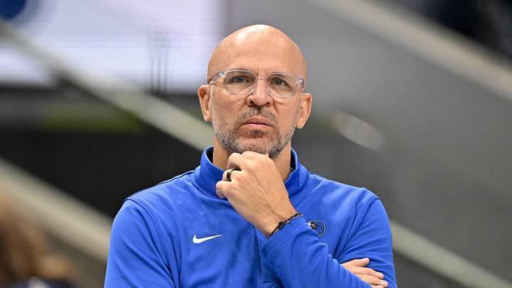 Mar 30, 2026; Dallas, Texas, USA; Dallas Mavericks head coach Jason Kidd looks on during the second quarter against the Minnesota Timberwolves at the American Airlines Center. Mandatory Credit: Jerome Miron-Imagn Images