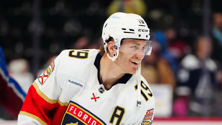 Florida Panthers left wing Matthew Tkachuk before the game against the Colorado Avalanche. Florida Panthers left wing Matthew Tkachuk before the game against the Colorado Avalanche.