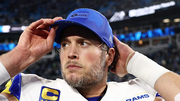 Matthew Stafford of the Los Angeles Rams postgame