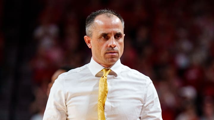 Mar 8, 2026; Lincoln, Nebraska, USA; Iowa Hawkeyes head coach Ben McCollum during the first half against the Nebraska Cornhuskers at Pinnacle Bank Arena. Mandatory Credit: Dylan Widger-Imagn Images