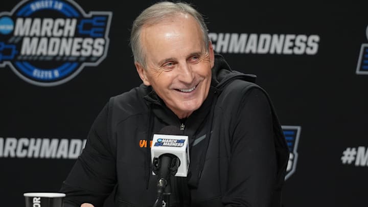 Mar 26, 2026; Chicago, IL, USA; Tennessee Volunteers head coach Rick Barnes during a press conference ahead of the midwest regional of the men's 2026 NCAA Tournament at United Center. Mar 26, 2026; Chicago, IL, USA; Tennessee Volunteers head coach Rick Barnes during a press conference ahead of the midwest regional of the men's 2026 NCAA Tournament at United Center.