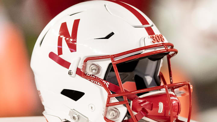 Oct 6, 2018; Madison, WI, USA; A Nebraska Cornhuskers helmet sits on the sidelines during the game against the Wisconsin Badgers at Camp Randall Stadium. 