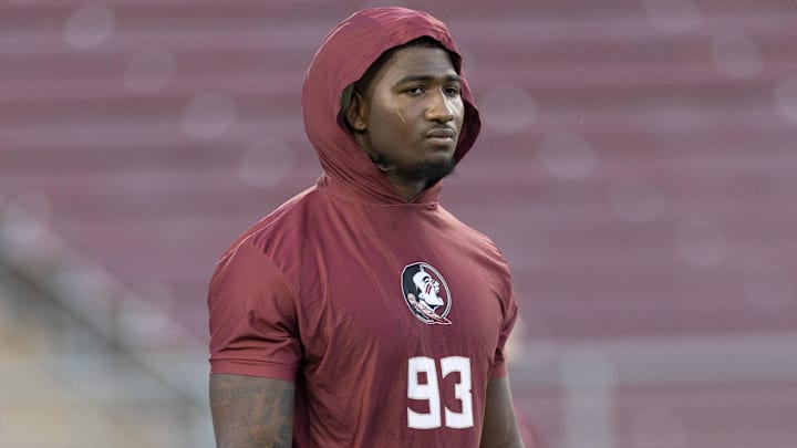 Oct 18, 2025; Stanford, California, USA; Florida State Seminoles defensive lineman Mandrell Desir (93) warms up before the start of the first quarter against the Stanford Cardinal at Stanford Stadium. Mandatory Credit: Stan Szeto-Imagn Images Oct 18, 2025; Stanford, California, USA; Florida State Seminoles defensive lineman Mandrell Desir (93) warms up before the start of the first quarter against the Stanford Cardinal at Stanford Stadium. Mandatory Credit: Stan Szeto-Imagn Images