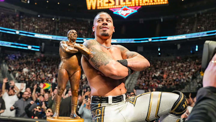 Carmelo Hayes after winning the 2025 Andre the Giant Battle Royal