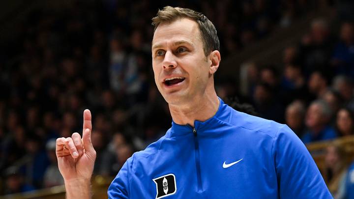 Jan 24, 2026; Durham, North Carolina, USA; Duke Blue Devils head coach Jon Scheyer gestures during the second half against the Wake Forest Demon Deacons at Cameron Indoor Stadium. Mandatory Credit: Rob Kinnan-Imagn Images Jan 24, 2026; Durham, North Carolina, USA; Duke Blue Devils head coach Jon Scheyer gestures during the second half against the Wake Forest Demon Deacons at Cameron Indoor Stadium. Mandatory Credit: Rob Kinnan-Imagn Images