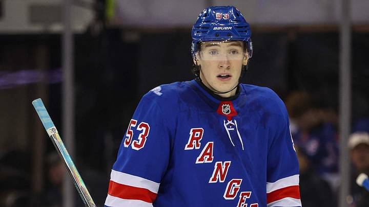 Oct 6, 2026; New York, New York, USA;  New York Rangers center Cole Beaudoin (53) on the ice during the game against the New York Islanders at Madison Square Garden. Mandatory Credit: Wendell Cruz-Imagn Images