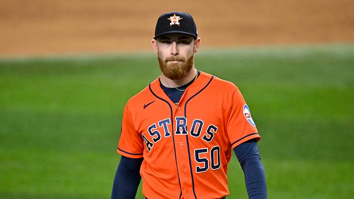 May 27, 2026; Arlington, Texas, USA; Houston Astros starting pitcher Mike Burrows (50) comes off the field after he pitches against the Texas Rangers during the seventh inning at Globe Life Field. Mandatory Credit: Jerome Miron-Imagn Images May 27, 2026; Arlington, Texas, USA; Houston Astros starting pitcher Mike Burrows (50) comes off the field after he pitches against the Texas Rangers during the seventh inning at Globe Life Field. Mandatory Credit: Jerome Miron-Imagn Images