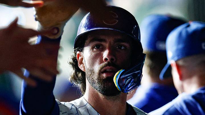 Aug 4, 2026; Chicago, Illinois, USA; Chicago Cubs shortstop Dansby Swanson (7) celebrates in the dugout after scoring against the Los Angeles Dodgers during the seventh inning at Wrigley Field. Mandatory Credit: Kamil Krzaczynski-Imagn Images Aug 4, 2026; Chicago, Illinois, USA; Chicago Cubs shortstop Dansby Swanson (7) celebrates in the dugout after scoring against the Los Angeles Dodgers during the seventh inning at Wrigley Field. Mandatory Credit: Kamil Krzaczynski-Imagn Images