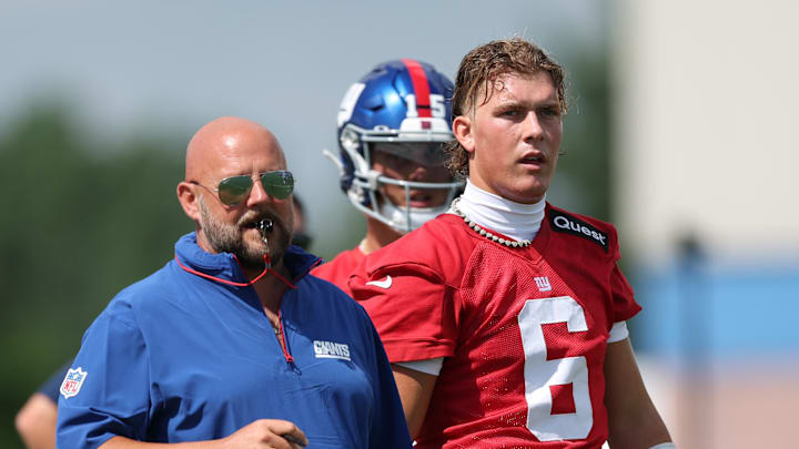 New York Giants head coach Brian Daboll and quarterback Jaxson Dart.