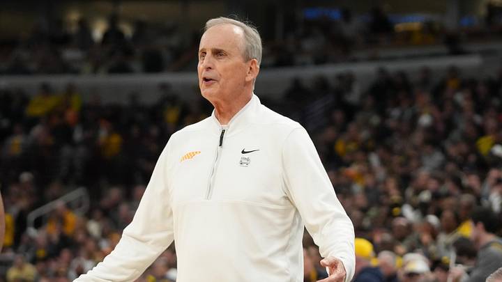 Mar 29, 2026; Chicago, IL, USA; Tennessee Volunteers head coach Rick Barnes reacts in the first half against the Michigan Wolverines during an Elite Eight game of the Midwest Regional of the men's 2026 NCAA Tournament at United Center. Mandatory Credit: David Banks-Imagn Images