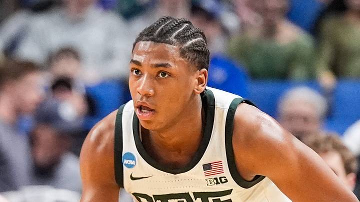 Mar 19, 2026; Buffalo, NY, USA; Michigan State Spartans guard Jeremy Fears Jr. (1) brings the ball up court during the second half against the North Dakota State Bison during a first round game of the men's 2026 NCAA Tournament at Keybank Center. Mandatory Credit: Gregory Fisher-Imagn Images Mar 19, 2026; Buffalo, NY, USA; Michigan State Spartans guard Jeremy Fears Jr. (1) brings the ball up court during the second half against the North Dakota State Bison during a first round game of the men's 2026 NCAA Tournament at Keybank Center. Mandatory Credit: Gregory Fisher-Imagn Images