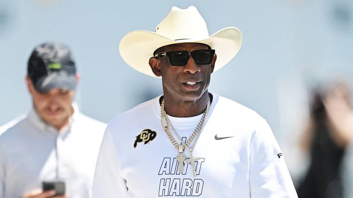 Jul 30, 2026; Berea, OH, USA; Former NFL player Deion Sanders arrives at Cleveland Browns training camp at CrossCountry Mortgage Campus Jul 30, 2026; Berea, OH, USA; Former NFL player Deion Sanders arrives at Cleveland Browns training camp at CrossCountry Mortgage Campus