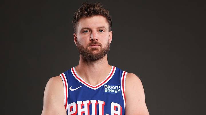 Sep 28, 2026; Camden, NJ, USA; Philadelphia 76ers Dean Wade poses for a photo during media day. 