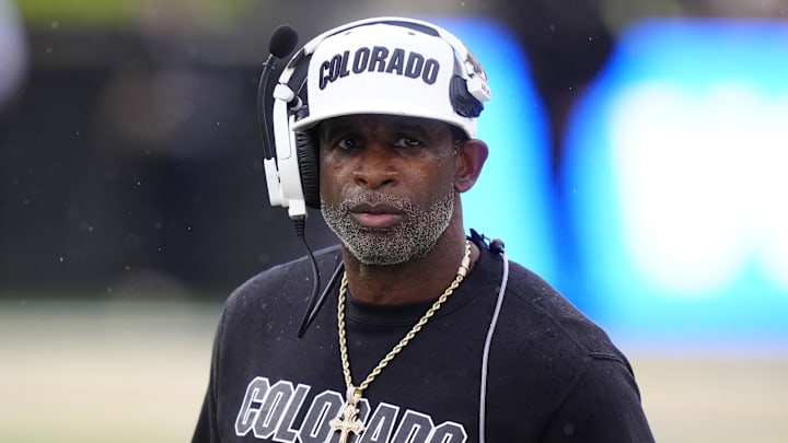 Oct 11, 2025; Boulder, Colorado, USA; Colorado Buffaloes head coach Deion Sanders during the first quarter against the Iowa State Cyclones at Folsom Field. Oct 11, 2025; Boulder, Colorado, USA; Colorado Buffaloes head coach Deion Sanders during the first quarter against the Iowa State Cyclones at Folsom Field.