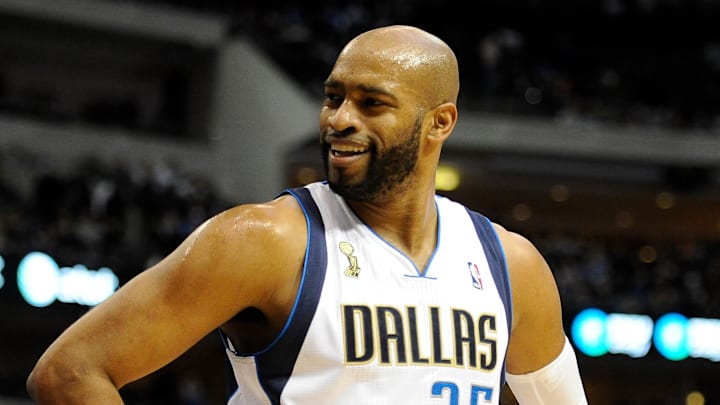 Dec 25, 2011; Dallas, TX, USA; Dallas Mavericks shooting guard Vince Carter (25) reacts after being called for a foul by referee Scott Foster (48) during the fourth quarter against the Miami Heat at the American Airlines Center. The Heat defeated the Mavericks 105-94. Mandatory Credit: Jerome Miron-Imagn Images Dec 25, 2011; Dallas, TX, USA; Dallas Mavericks shooting guard Vince Carter (25) reacts after being called for a foul by referee Scott Foster (48) during the fourth quarter against the Miami Heat at the American Airlines Center. The Heat defeated the Mavericks 105-94. Mandatory Credit: Jerome Miron-Imagn Images
