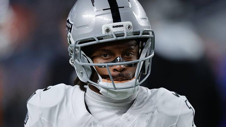Nov 6, 2025; Denver, Colorado, USA; Las Vegas Raiders wide receiver Tre Tucker (1) before the game at Empower Field at Mile High. Mandatory Credit: Isaiah J. Downing-Imagn Images Nov 6, 2025; Denver, Colorado, USA; Las Vegas Raiders wide receiver Tre Tucker (1) before the game at Empower Field at Mile High. Mandatory Credit: Isaiah J. Downing-Imagn Images