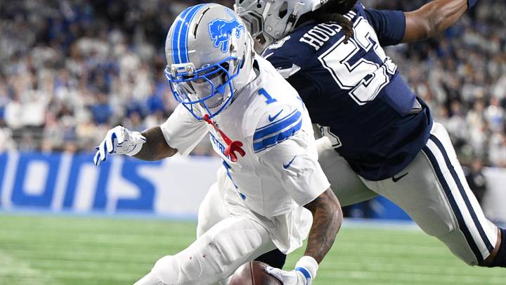 Detroit Lions wide receiver Jameson Williams (1). Detroit Lions wide receiver Jameson Williams (1).