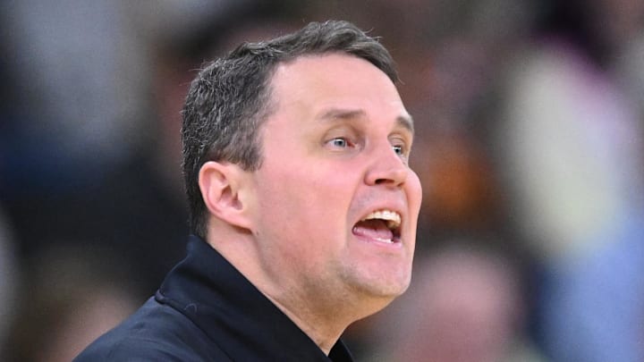 Mar 22, 2025; Providence, RI, USA; McNeese State Cowboys head coach Will Wade during the first half of a second round men’s NCAA Tournament game against the Purdue Boilermakers at Amica Mutual Pavilion. Mandatory Credit: Brian Fluharty-Imagn Images