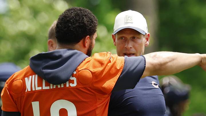 Chicago Bears quarterback Caleb Williams and head coach Ben Johnson