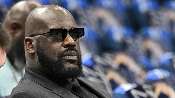 Shaquille O'Neal before the game between the Dallas Mavericks and the Minnesota Timberwolves. Shaquille O'Neal before the game between the Dallas Mavericks and the Minnesota Timberwolves.