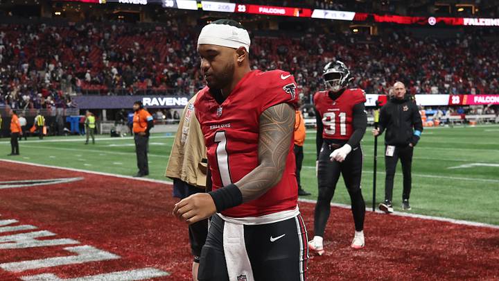 Oct 11, 2026; Atlanta, Georgia, USA;  Atlanta Falcons quarterback Tua Tagovailoa (1) Mandatory Credit: Brett Davis-Imagn Images
