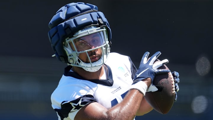 Former Dallas Cowboys tight end Seth Green (47) wears a Guardian helmet cap during training camp at Marriott Residence Inn-River Ridge Playing Fields.