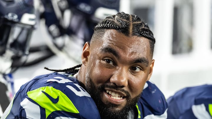 Seattle Seahawks defensive end Leonard Williams against the New England Patriots. Seattle Seahawks defensive end Leonard Williams against the New England Patriots.