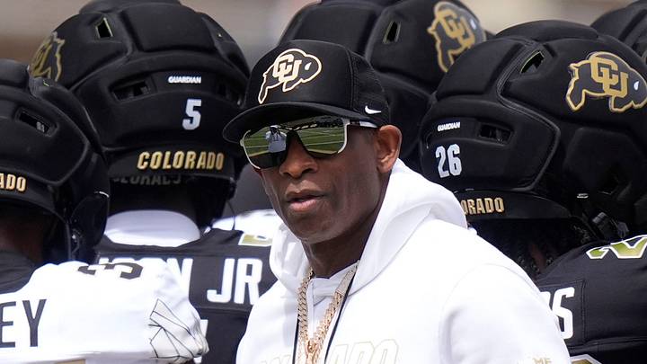 Apr 11, 2026; Boulder, CO, USA; Colorado Buffaloes head coach Deion Sanders before the start of the spring game at Folsom Field. Apr 11, 2026; Boulder, CO, USA; Colorado Buffaloes head coach Deion Sanders before the start of the spring game at Folsom Field.