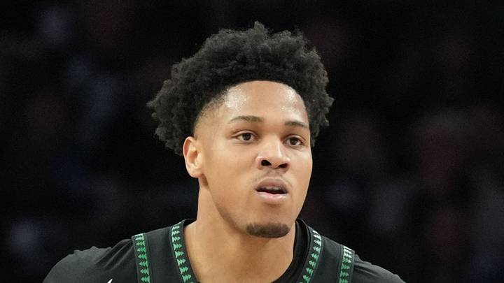 May 15, 2026; Minneapolis, Minnesota, USA; Minnesota Timberwolves guard Terrence Shannon Jr. (1) dribbles the ball against the San Antonio Spurs in the second half during game six of the second round of the 2026 NBA Playoffs at Target Center. Mandatory Credit: Jesse Johnson-Imagn Images