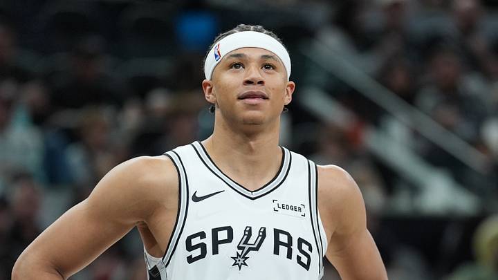 Mar 30, 2026; San Antonio, Texas, USA; San Antonio Spurs forward Carter Bryant (11) looks up in the second half against the Chicago Bulls at Frost Bank Center. Mandatory Credit: Daniel Dunn-Imagn Images Mar 30, 2026; San Antonio, Texas, USA; San Antonio Spurs forward Carter Bryant (11) looks up in the second half against the Chicago Bulls at Frost Bank Center. Mandatory Credit: Daniel Dunn-Imagn Images