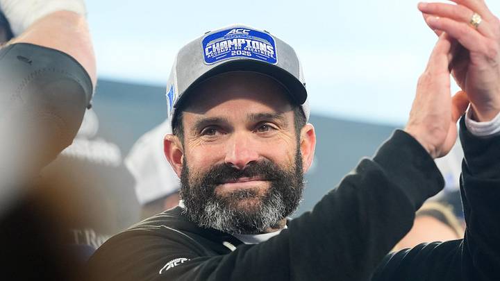Dec 6, 2025; Charlotte, NC, USA; Duke Blue Devils head coach Manny Diaz celebrates defeating the Virginia Cavaliers during the 2025 ACC Championship game at Bank of America Stadium. Mandatory Credit: Jim Dedmon-Imagn Images Dec 6, 2025; Charlotte, NC, USA; Duke Blue Devils head coach Manny Diaz celebrates defeating the Virginia Cavaliers during the 2025 ACC Championship game at Bank of America Stadium. Mandatory Credit: Jim Dedmon-Imagn Images