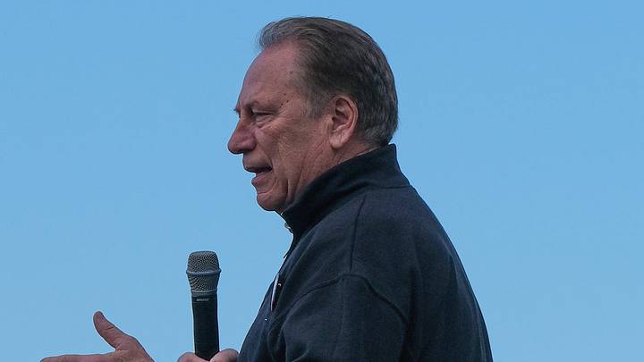 Tom Izzo speaks to and fires up the approximately 5,000 participants in the Izzo Legacy Run/Walk/Roll 5K at Michigan State Saturday, April 20, 2024. Tom Izzo speaks to and fires up the approximately 5,000 participants in the Izzo Legacy Run/Walk/Roll 5K at Michigan State Saturday, April 20, 2024.
