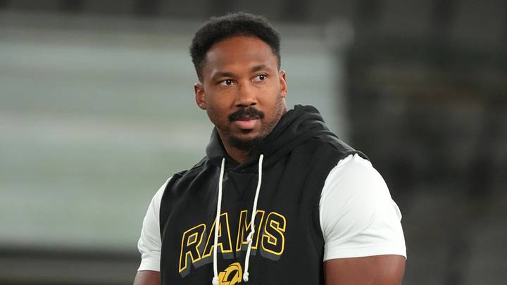 Sep 10, 2026; Melbourne, Victoria, Australia; Los Angeles Rams defensive end Myles Garrett (95) during practice at Marvel Stadium. Mandatory Credit: Kirby Lee-Imagn Images Sep 10, 2026; Melbourne, Victoria, Australia; Los Angeles Rams defensive end Myles Garrett (95) during practice at Marvel Stadium. Mandatory Credit: Kirby Lee-Imagn Images