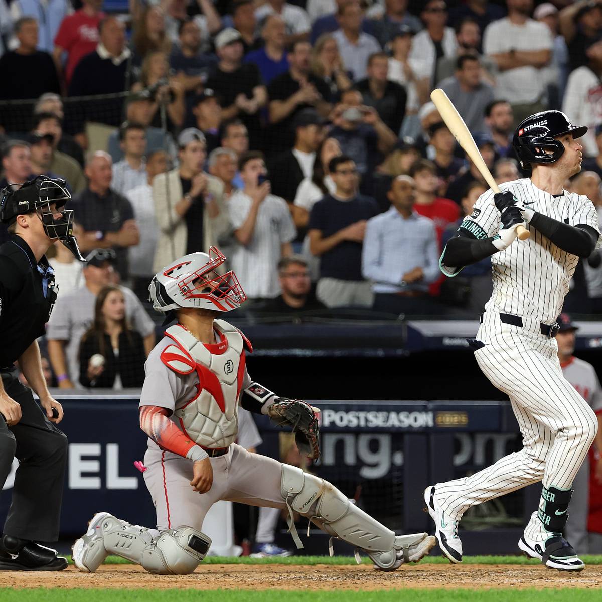 Cody Bellinger batting for the New York Yankees during the 2026 Wild Card Series against Boston
