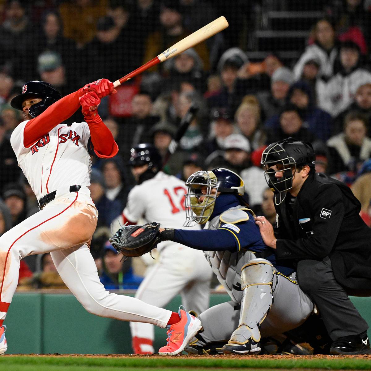 Ceddanne Rafaela batting for the Boston Red Sox at Fenway Park during the 2026 season