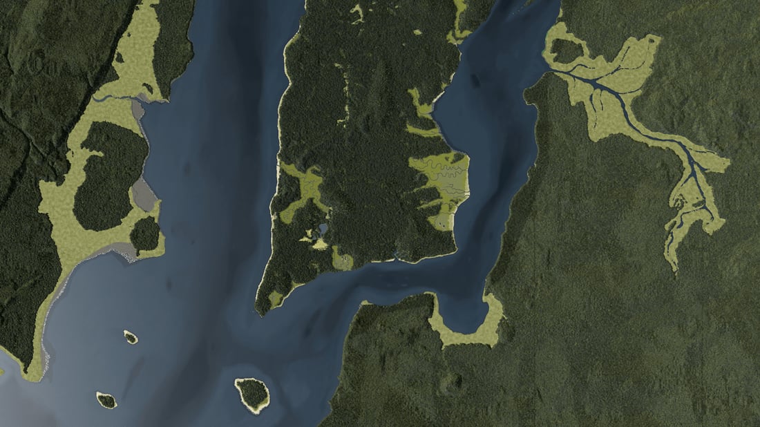 Welikia's rendering of what Manhattan and the surrounding area might have looked like in 1609. Image Credit: Welikia via Calling Thunder
