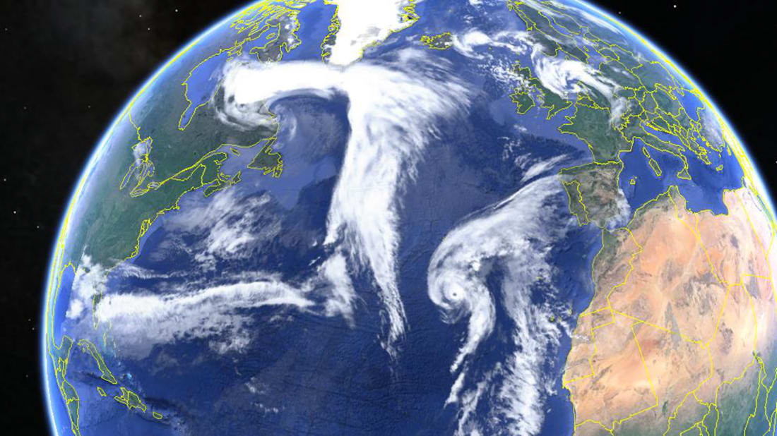 Hurricane Alex in the eastern Atlantic Ocean, January 14, 2016. | Source: Google Earth