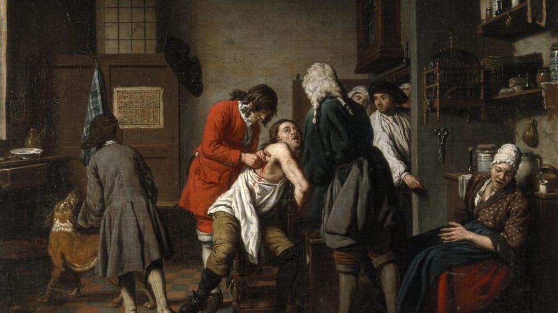 Jan Josef Horemans, Interior with a surgeon and his apprentice attending to a patient (1722), Wellcome Collection // CC BY-NC 4.0