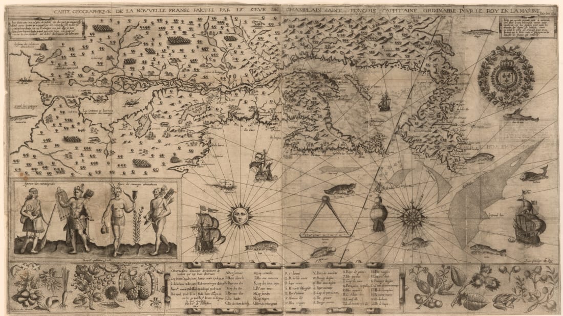 The 17th-century Samuel de Champlain map of New France was stolen from the Boston Public Library.