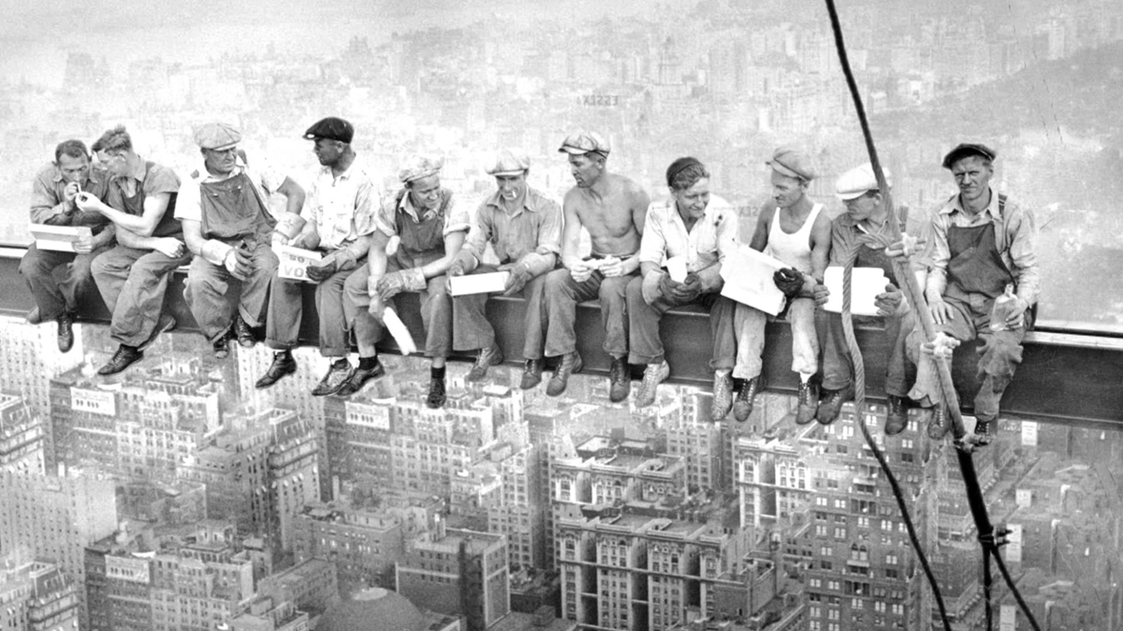 lunch on skyscraper 1920/'s new york antique print photograph black white large