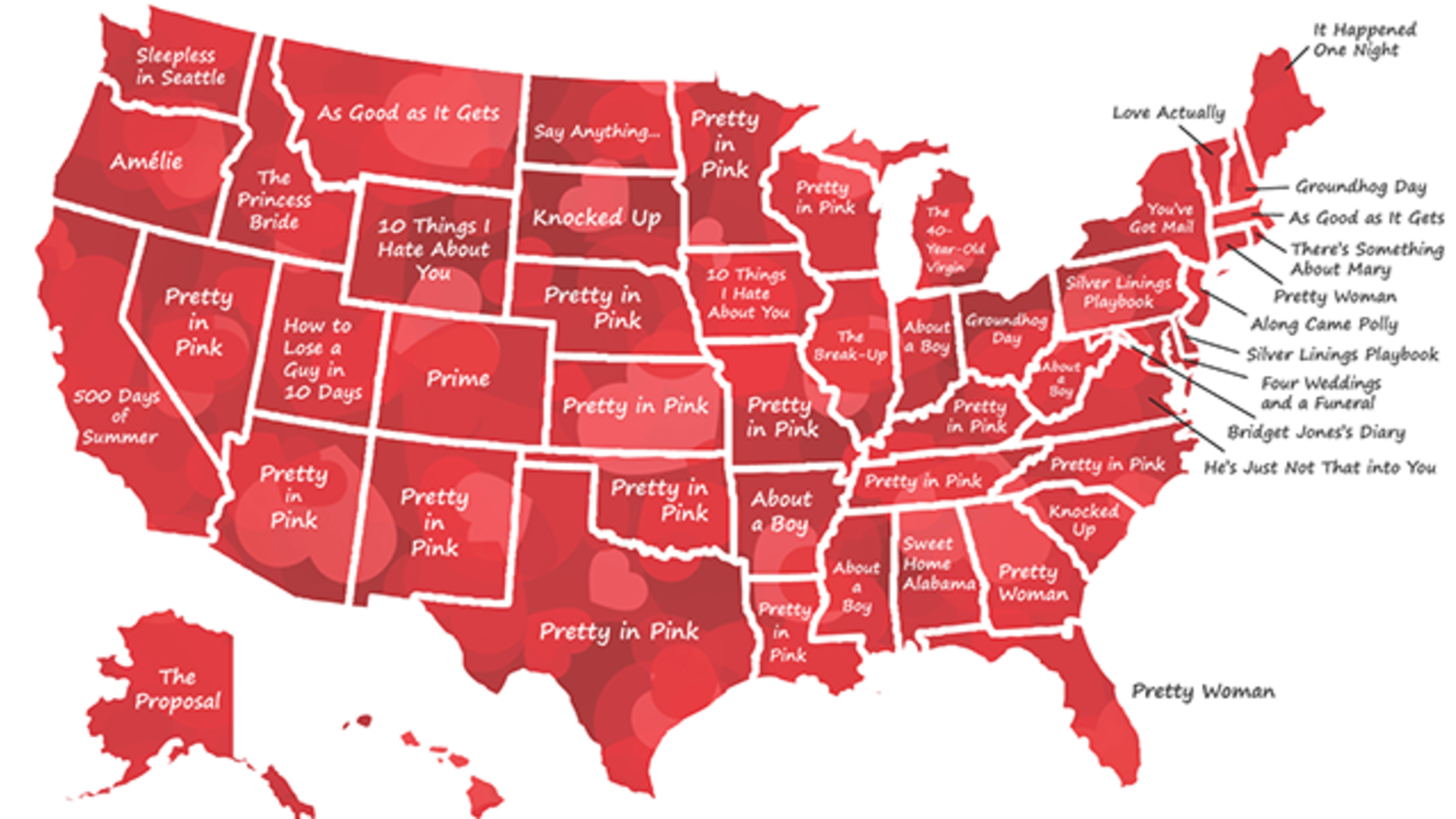 This Map Shows The Most Popular Rom Coms Across The Us Images and