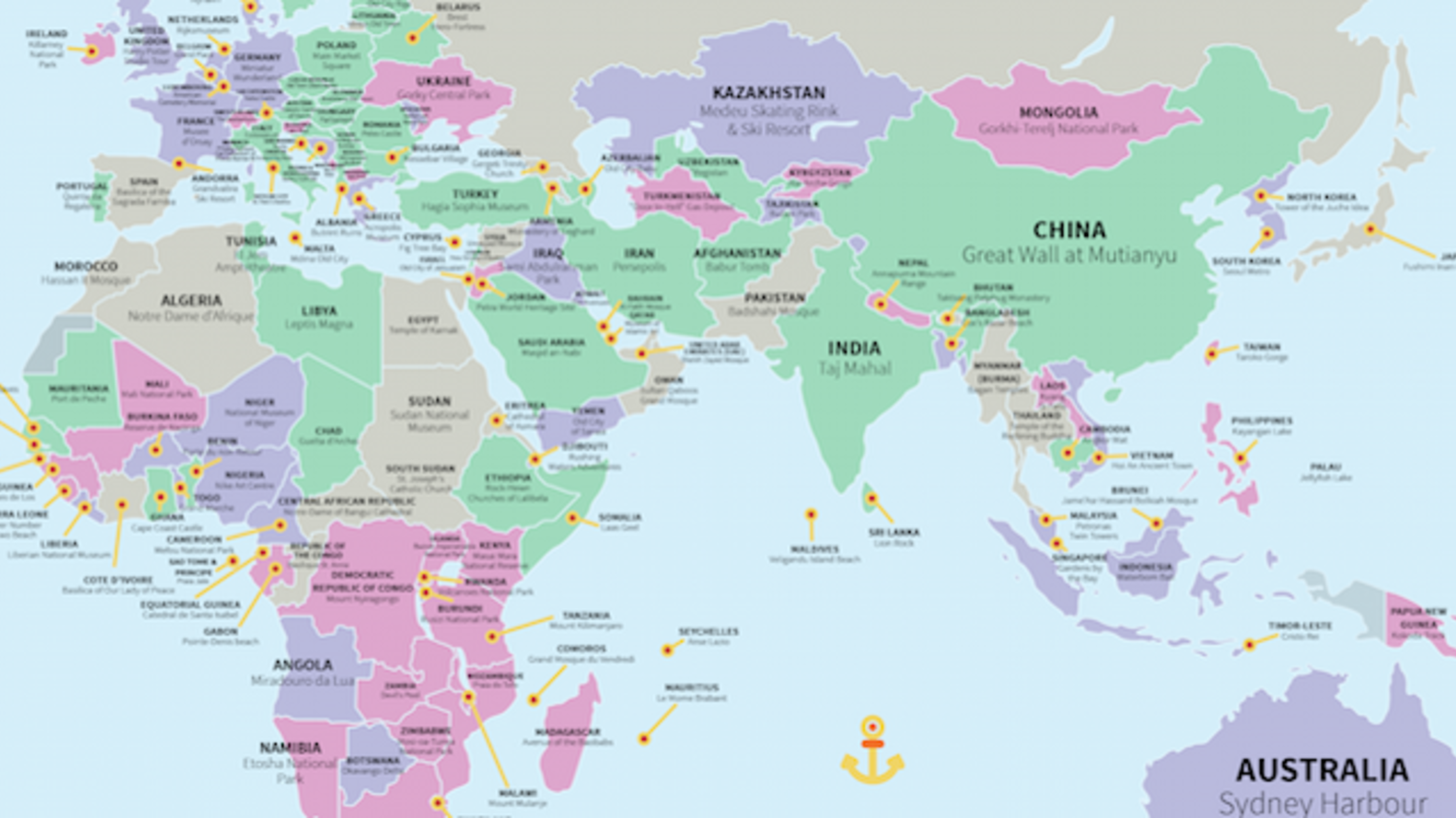 Every Country’s Most Popular Tourist Attraction—In One Handy Map