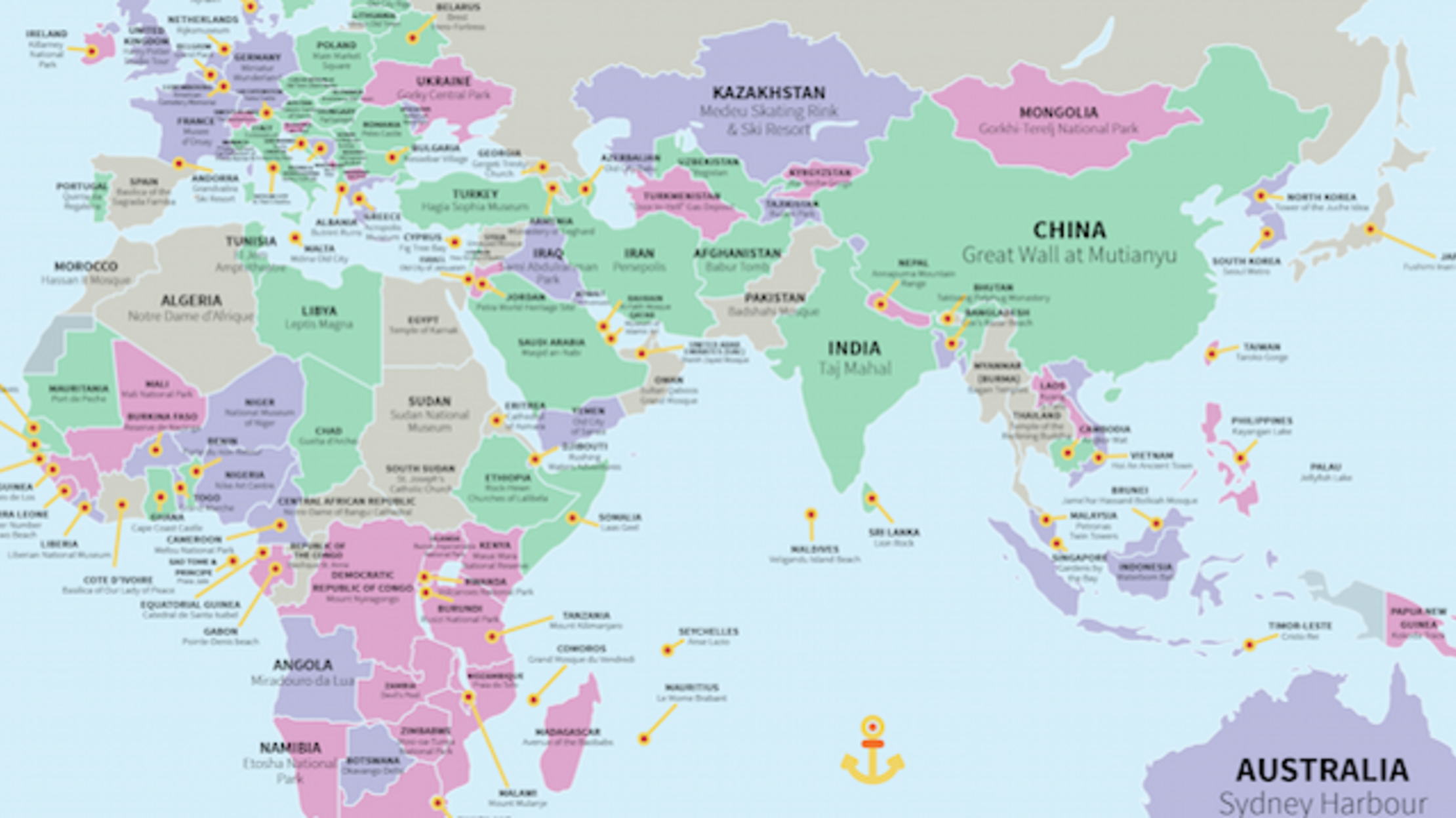 What Is The Most Tourist Country In The World Every Country’s Most Popular Tourist Attraction—In One Handy Map