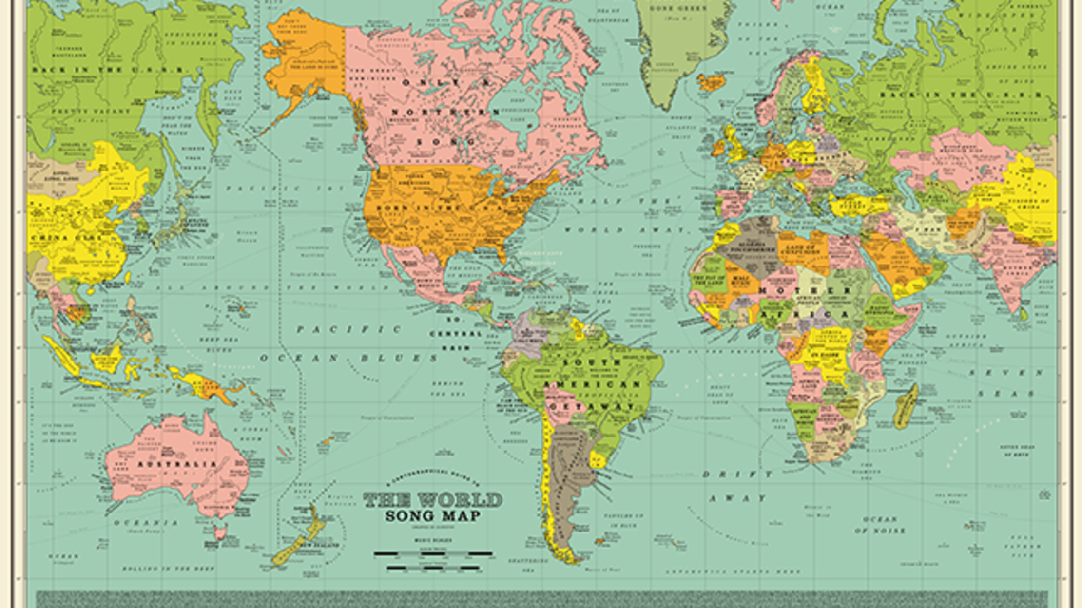 World Map With Every Country Musical World Map Showcases Songs About Every Country | Mental Floss