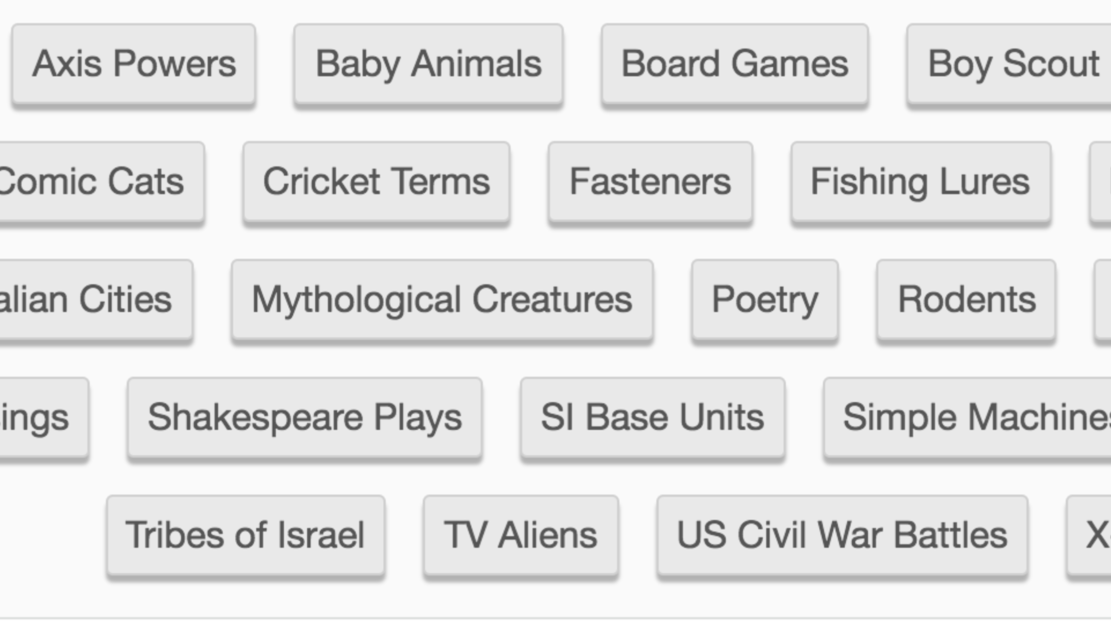 Name the Category That Fits All Three Items | Mental Floss