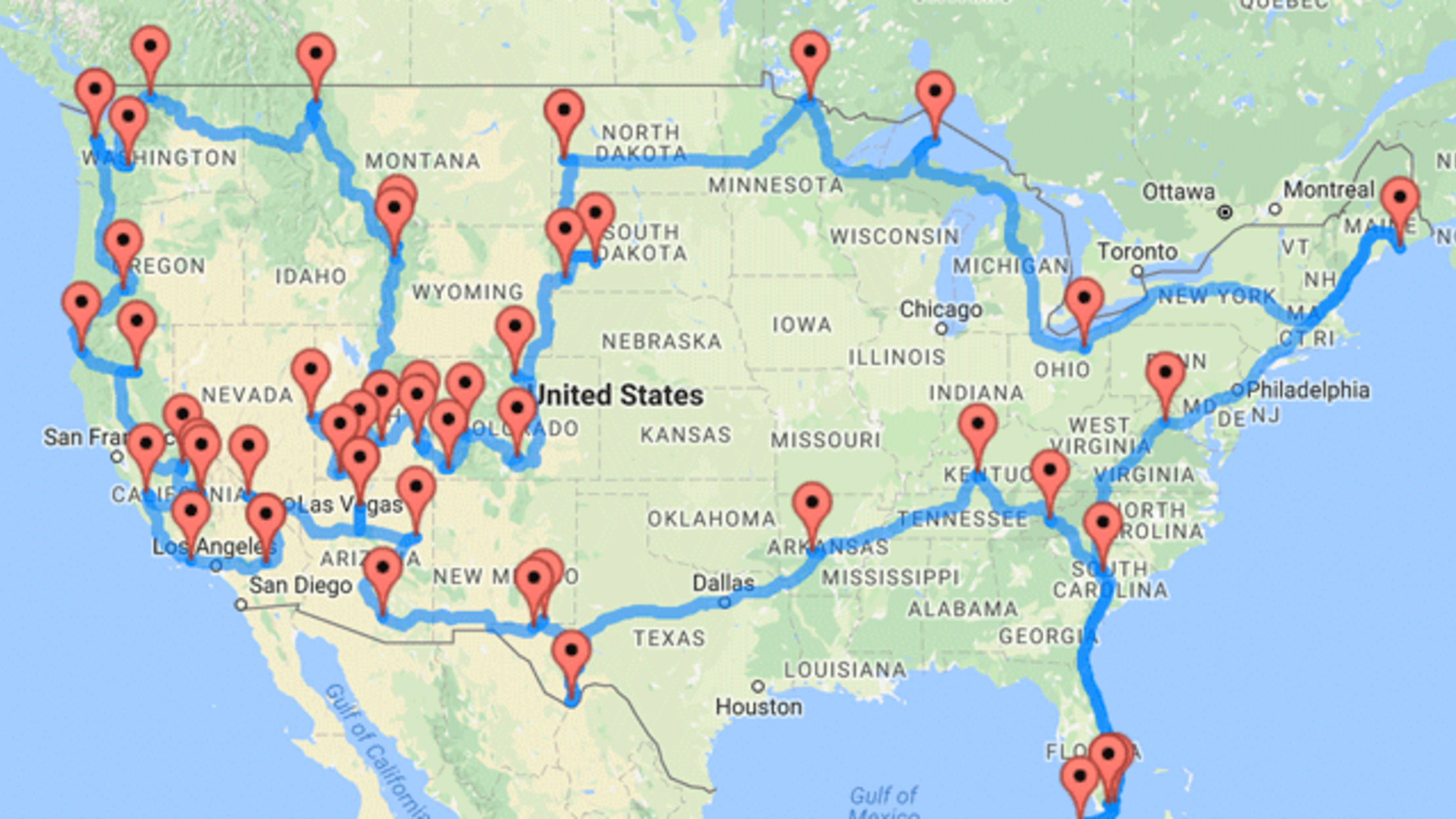 road trip us map of national parks Road Trip Genius Calculates The Shortest Route Through 47 National road trip us map of national parks