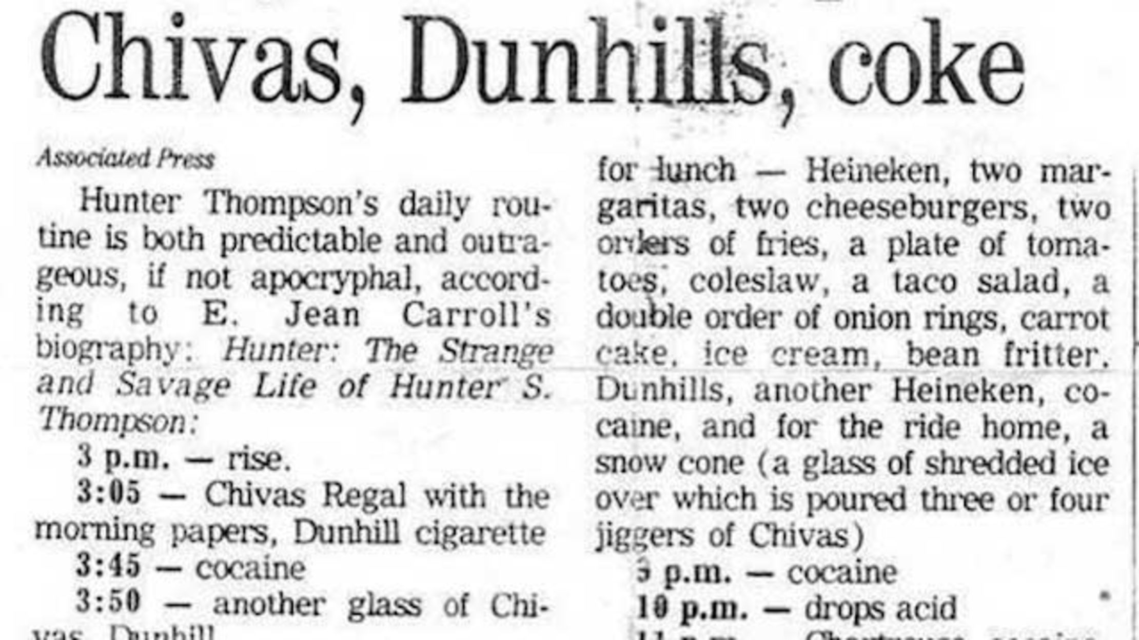 Hunter S. Thompson's Daily Routine 